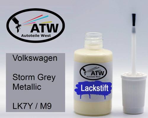 Volkswagen, Storm Grey Metallic, LK7Y / M9: 20ml Lackstift, von ATW Autoteile West.